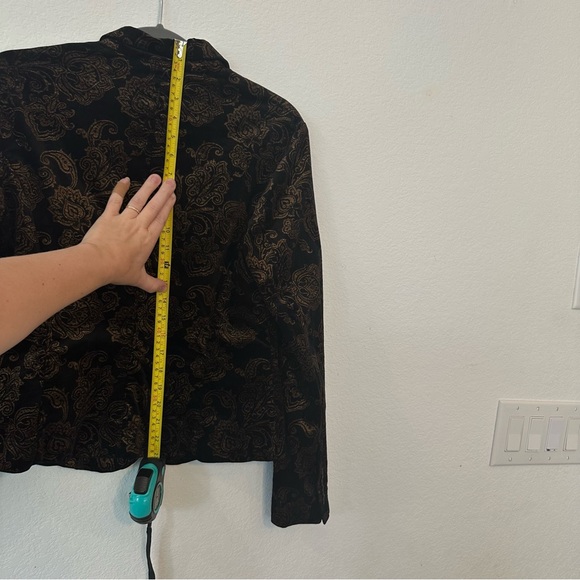Ralph Lauren Black Gold Velvet Paisley Blazer Size 4 Small Quiet Luxury Glamour - Picture 8 of 11